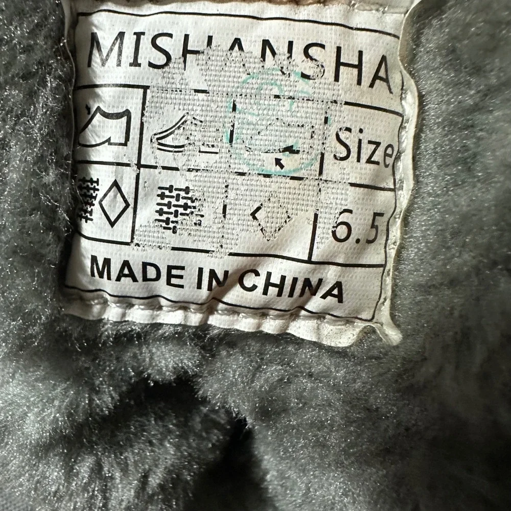 Mishansha Women Winter‎ Snow Boots Fur Lined Lace Up Waterproof Black Tan Sz 6.5